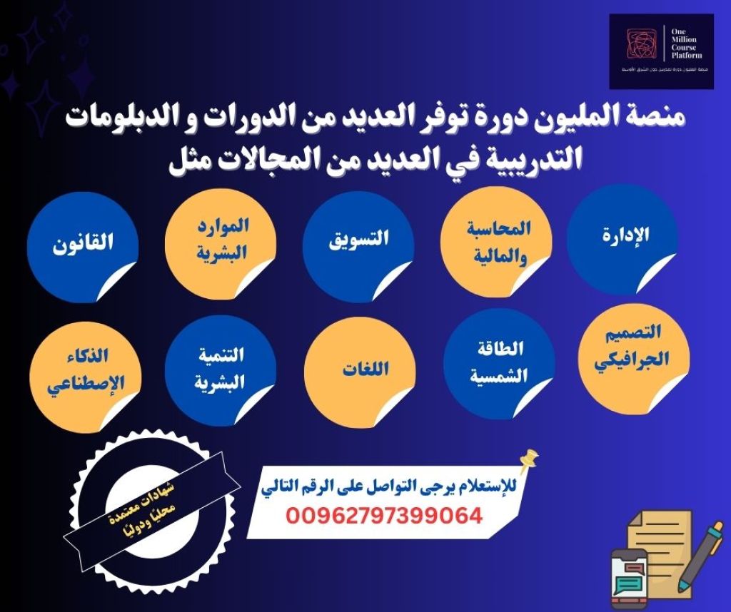 منصة المليون دورة و أهمية الدورات التدريبية بشهادات معتمدة لسوق العمل